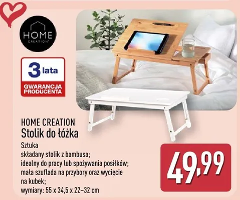 Stolik do łóżka HOME CREATION promocja w Aldi