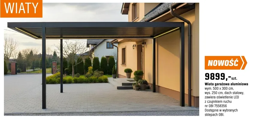 Wiata garażowa aluminiowa promocja w OBI