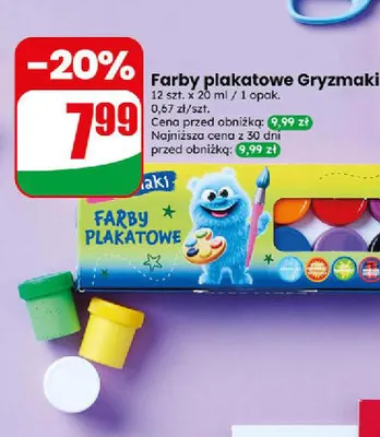 Farby plakatowe Gryzmaki 12-pak promocja w Dino