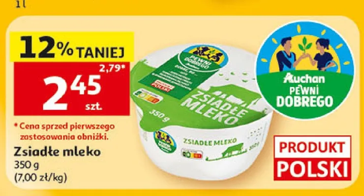 Zsiadłe mleko Auchan Pewni Dobrego promocja w Auchan