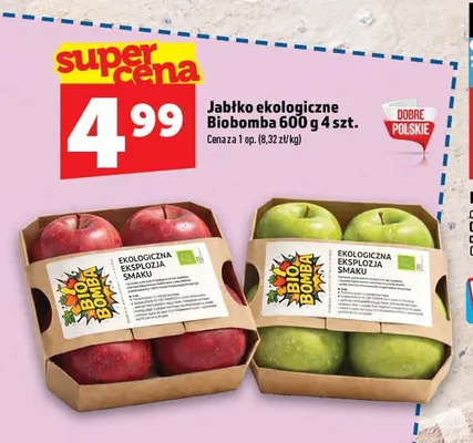 Jabłka ekologiczne Biobomba 4 szt. promocja w TOPAZ