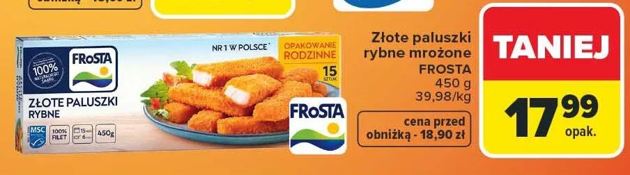 Złote paluszki rybne mrożone promocja w Carrefour Market