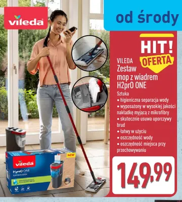 Zestaw mop z wiadrem H2prO ONE Vileda promocja w Aldi