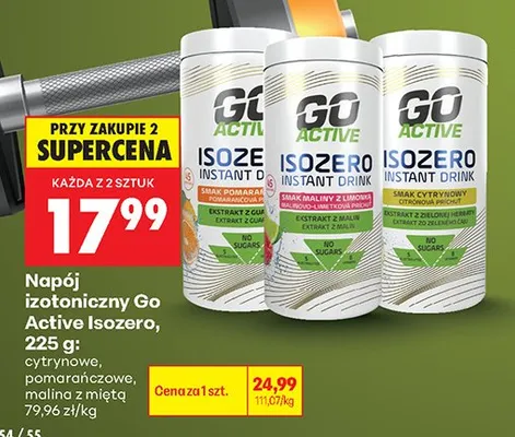 Napój izotoniczny Go Active Isozero malina z miętą promocja w Biedronka