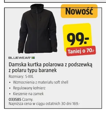 Damska kurtka polarowa z podszewką z polaru typu baranek Bluewear promocja w Jula