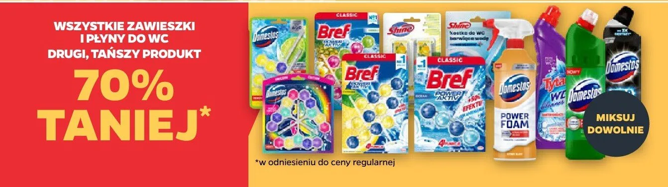 Wszystkie zawieszki i płyny do WC, drugi -70% promocja w Netto