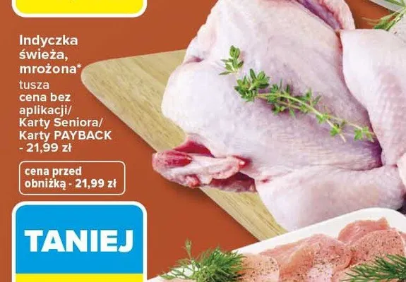 Indyczka świeża, mrożona tusza promocja w Carrefour