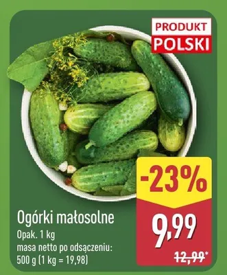 Ogórki małosolne promocja w Aldi