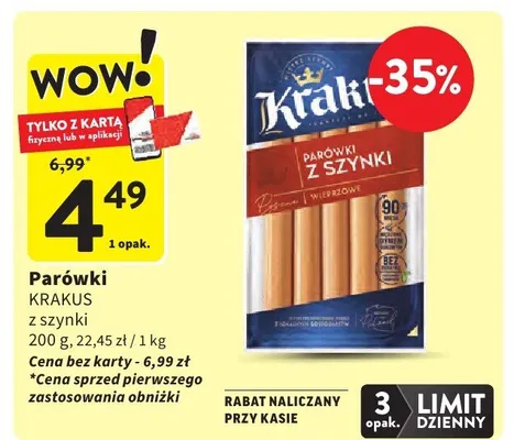 Parówki z szynki promocja w Intermarche