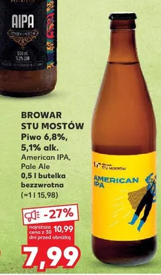 Piwo Stu Mostów American IPA 6,8% promocja w Kaufland