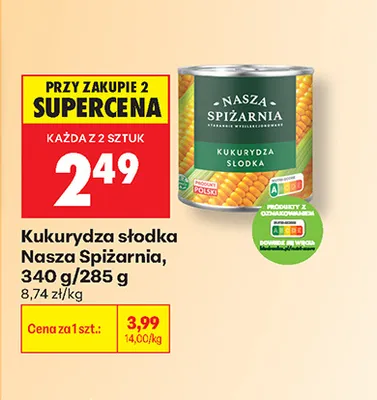 Kukurydza słodka Nasza Spiżarnia promocja w Biedronka
