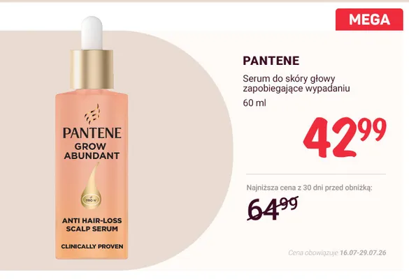 Serum do skóry głowy zapobiegające wypadaniu Pantene Grow Abundant promocja w Rossmann