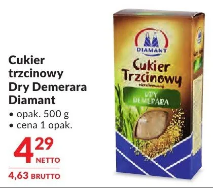 Cukier trzcinowy Dry Demerara Diamant promocja w Makro