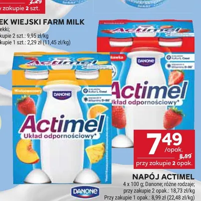 Napój Actimel wieloowocowy 4-pak Danone promocja w Stokrotka