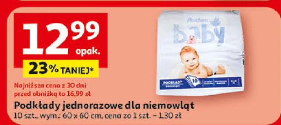Podkłady jednorazowe dla niemowląt promocja w Auchan
