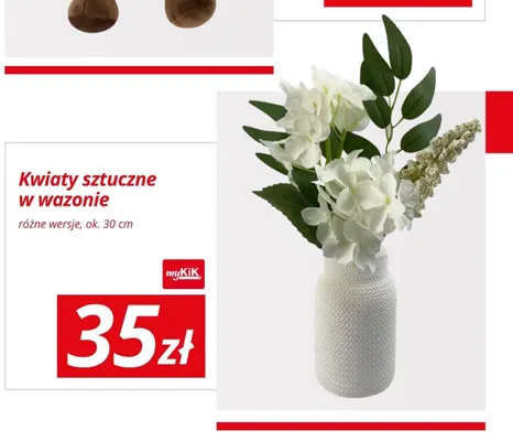 Kwiaty sztuczne w wazonie promocja w KiK