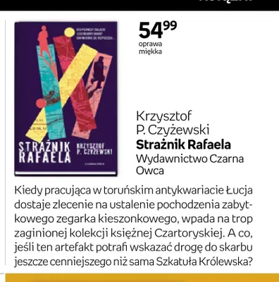 Książka Strażnik Rafaela Krzysztof P. Czyżewski promocja w Empik