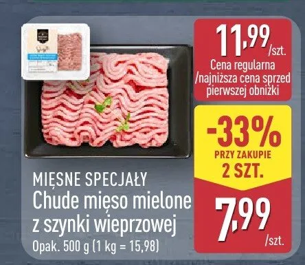 Mięso mielone chude z szynki wieprzowej promocja w Aldi