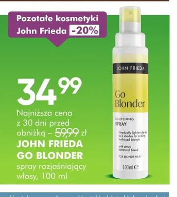 Go Blonder spray rozjaśniający włosy John Frieda promocja w Super-Pharm
