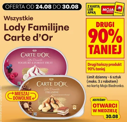 Lody Carte d'Or Les Desserts Tiramisu promocja w Biedronka