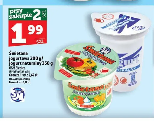Śmietana jogurtowa OSM Siedlce promocja w TOPAZ