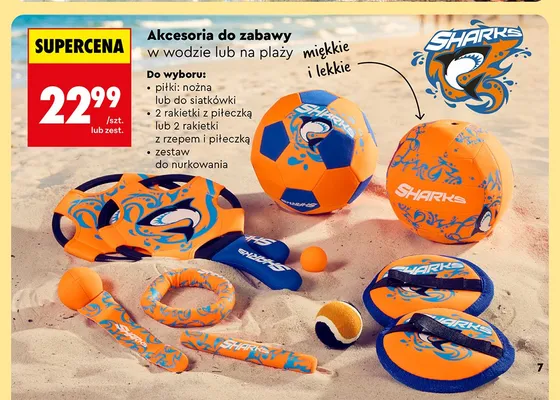 Akcesoria do zabawy Sharks rakietki z rzepem i piłeczką promocja w Biedronka