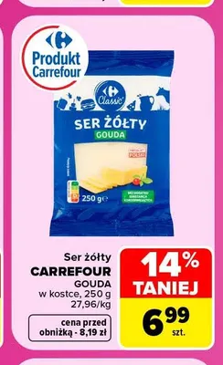 Ser żółty gouda w kostce Carrefour promocja w Carrefour Market