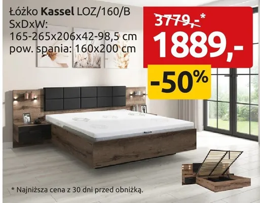 Łóżko Kassel LOZ/160/B promocja w Black Red White