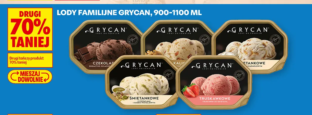 Lody familijne śmietankowe z pistacjami i sosem pistacjowym Grycan promocja w Biedronka