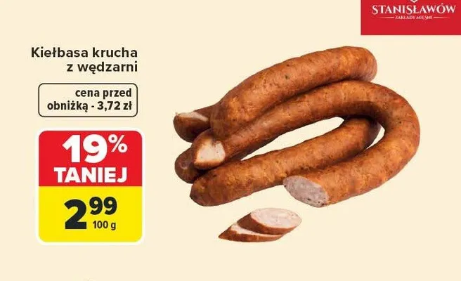 Kiełbasa krucha z wędzarni Stanisławów promocja w Carrefour