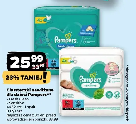 Chusteczki nawilżane dla dzieci Fresh Clean Pampers promocja w Netto
