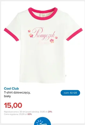T-shirt dziewczęcy biały Cool Club promocja w Smyk