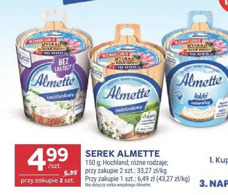 Serek Almette śmietankowy bez laktozy promocja w Stokrotka