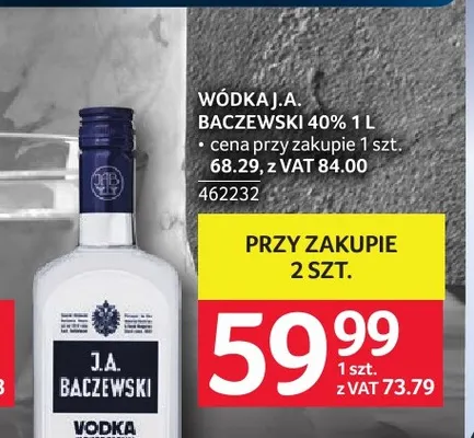 Wódka J.A. Baczewski 40% promocja w Selgros