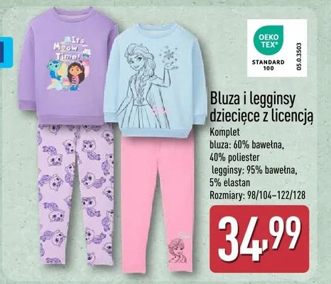 Bluza i legginsy dziecięce z licencją promocja w Aldi