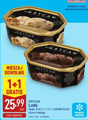 Lody Grycan czekoladowe promocja w Aldi