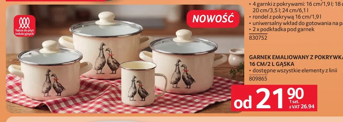 Garnek emaliowany z pokrywką 16 cm/2 l Gąska promocja w Selgros