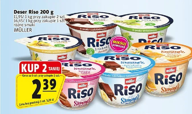 Deser ryżowy Riso o smaku pistacjowym Müller promocja w Prim Market