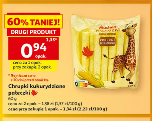 Chrupki kukurydziane pałeczki Auchan promocja w Auchan