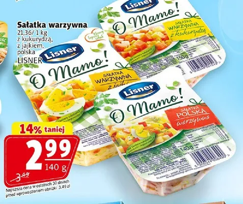 Sałatka warzywna O Mamo! polska LISNER promocja w Prim Market