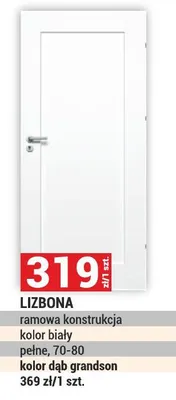 Drzwi Lizbona ramowa konstrukcja kolor biały promocja w Merkury Market
