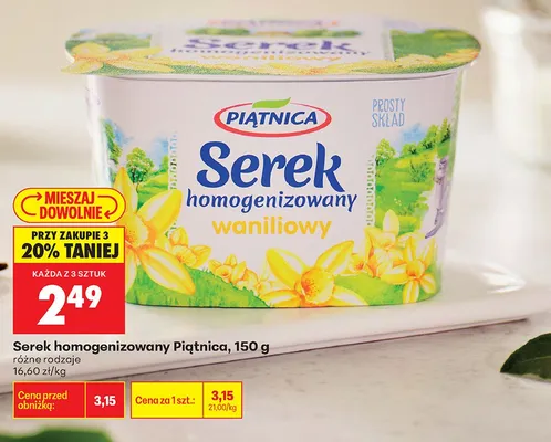 Serek homogenizowany waniliowy Piątnica promocja w Biedronka