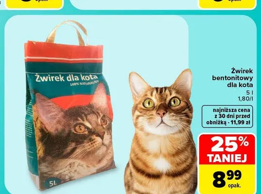 Żwirek bentonitowy dla kota promocja w Carrefour