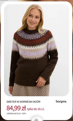 Sweter w norweski wzór Bonprix promocja w bonprix