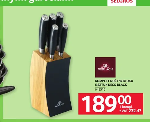 Komplet noży w bloku 5 sztuk Deco Black Gerlach promocja w Selgros