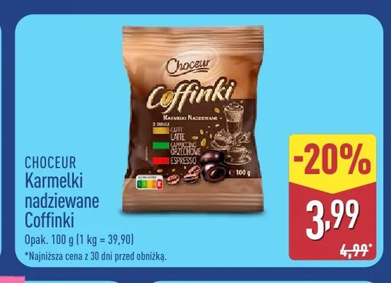 Karmelki nadziewane Coffinki Choceur promocja w Aldi