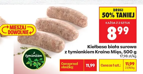 Kiełbasa biała surowa z tymiankiem promocja w Biedronka