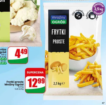 Frytki proste Mroźny Ogród promocja w Dino