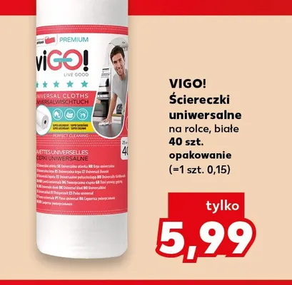 Ściereczki uniwersalne na rolce białe Vigo! promocja w Kaufland