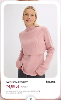 Sweter warstwowy Bonprix promocja w bonprix